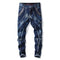Individuality Patch Splice Men's Jeans Mid Waisted Straight Pants